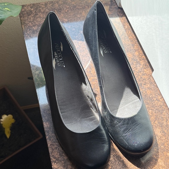 Aerosols  heelrest black pump heels size 11 - Picture 1 of 4